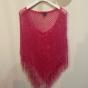 American Attitudes Pink Crochet Poncho
